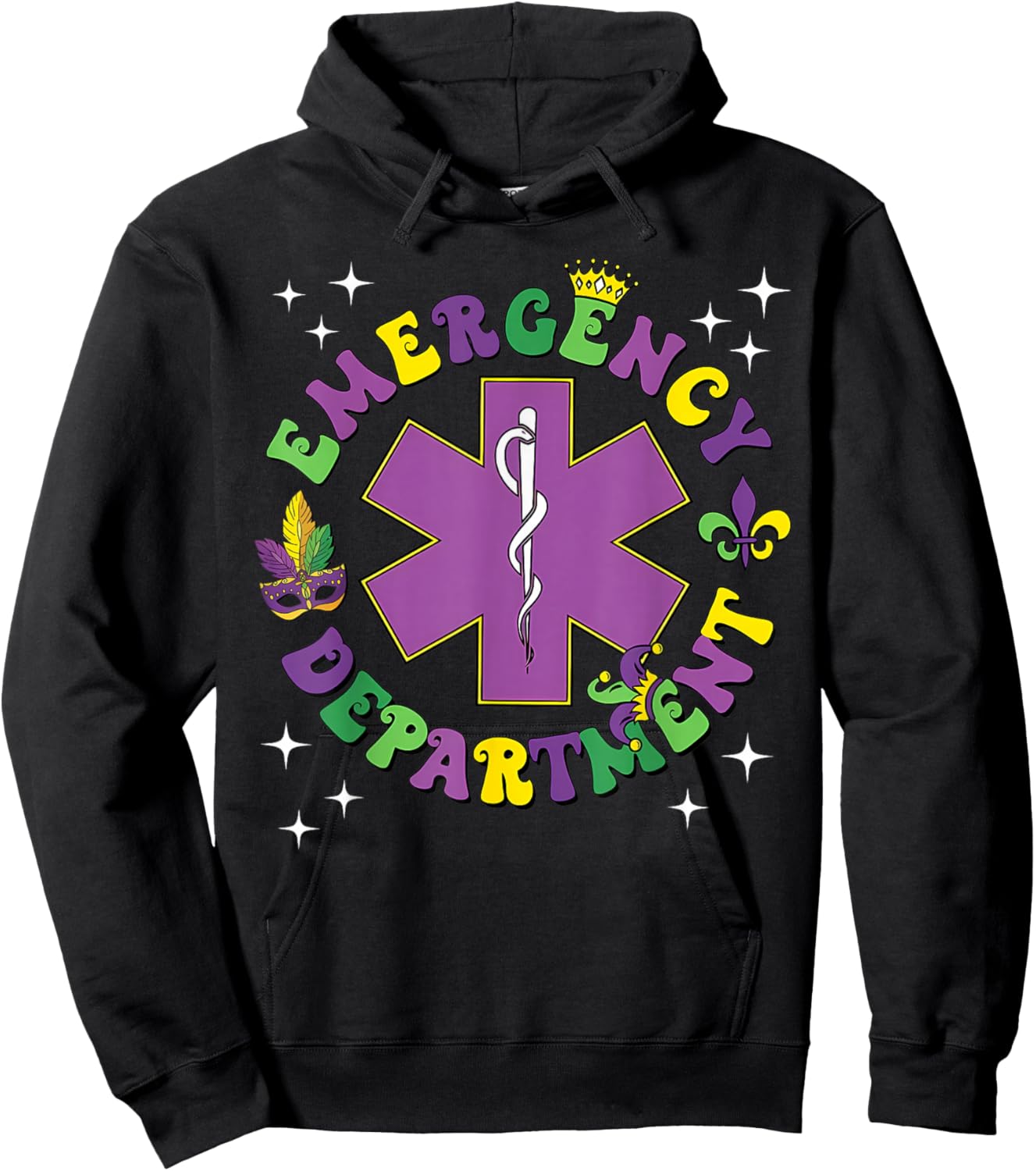 Mardi Gras Emergency Department Nurse New Orleans Nursing Hoodie - Hoodie | Black