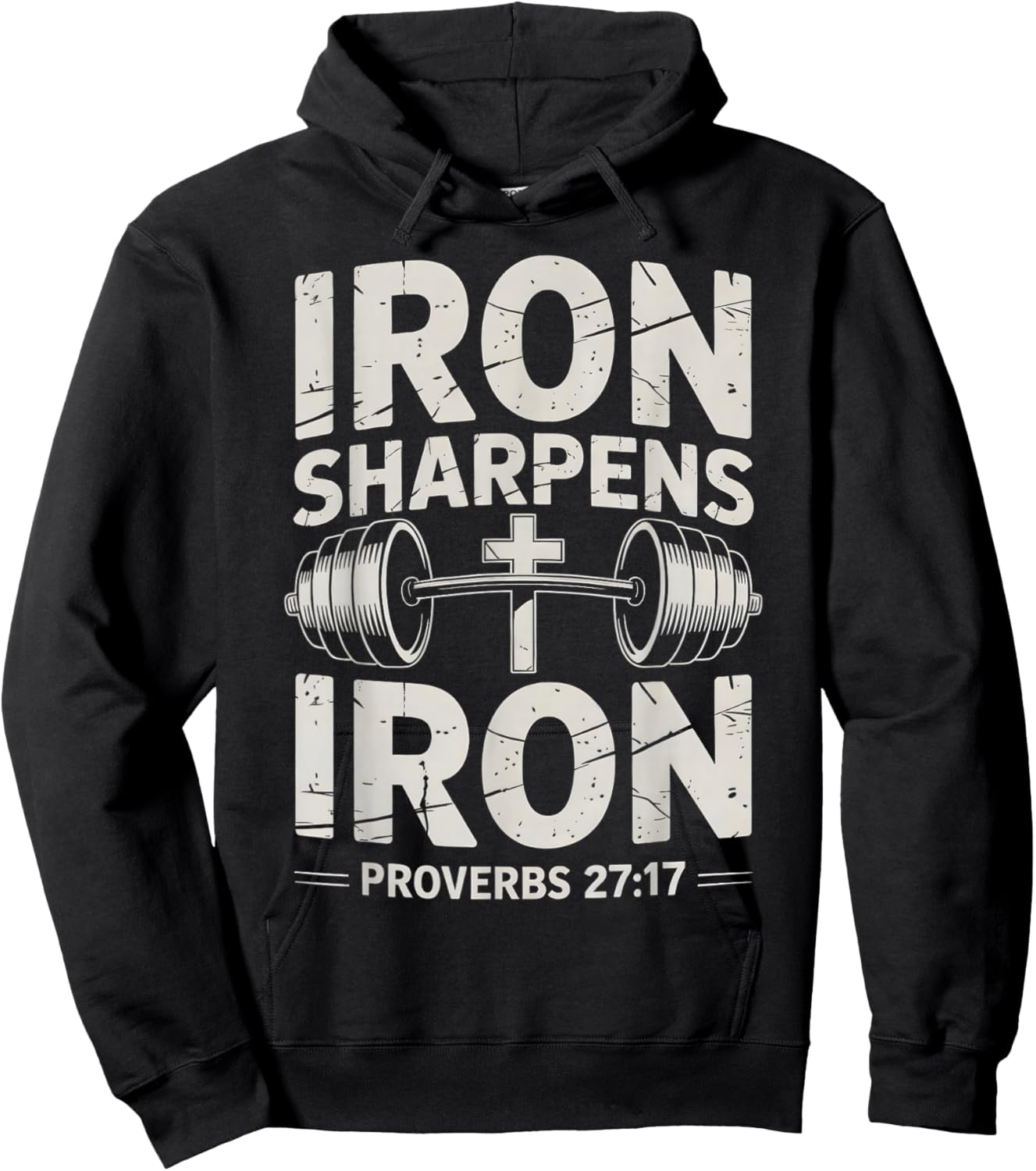 Iron Sharpens Iron Bible Verse Gym Workout Christian Faith Hoodie - Hoodie | Black