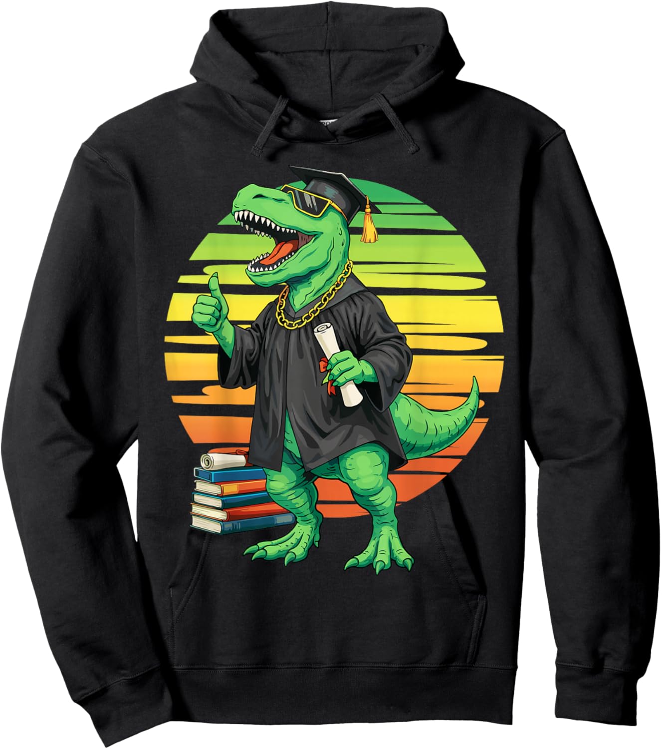 Graduation T Rex Dinosaur Graduated Last Day School Boys Hoodie - Hoodie | Black