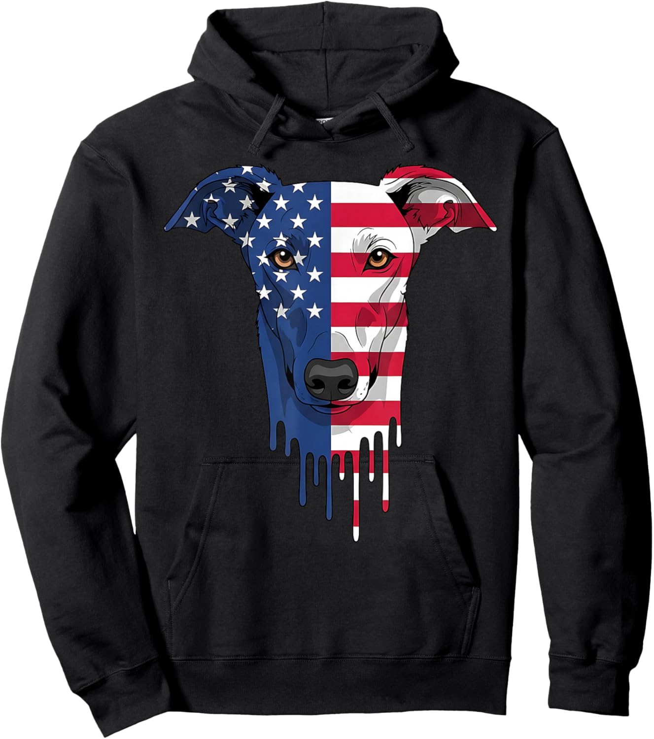 4th of July Greyhound Dog American Flag Patriotic Hoodie - Hoodie | Black