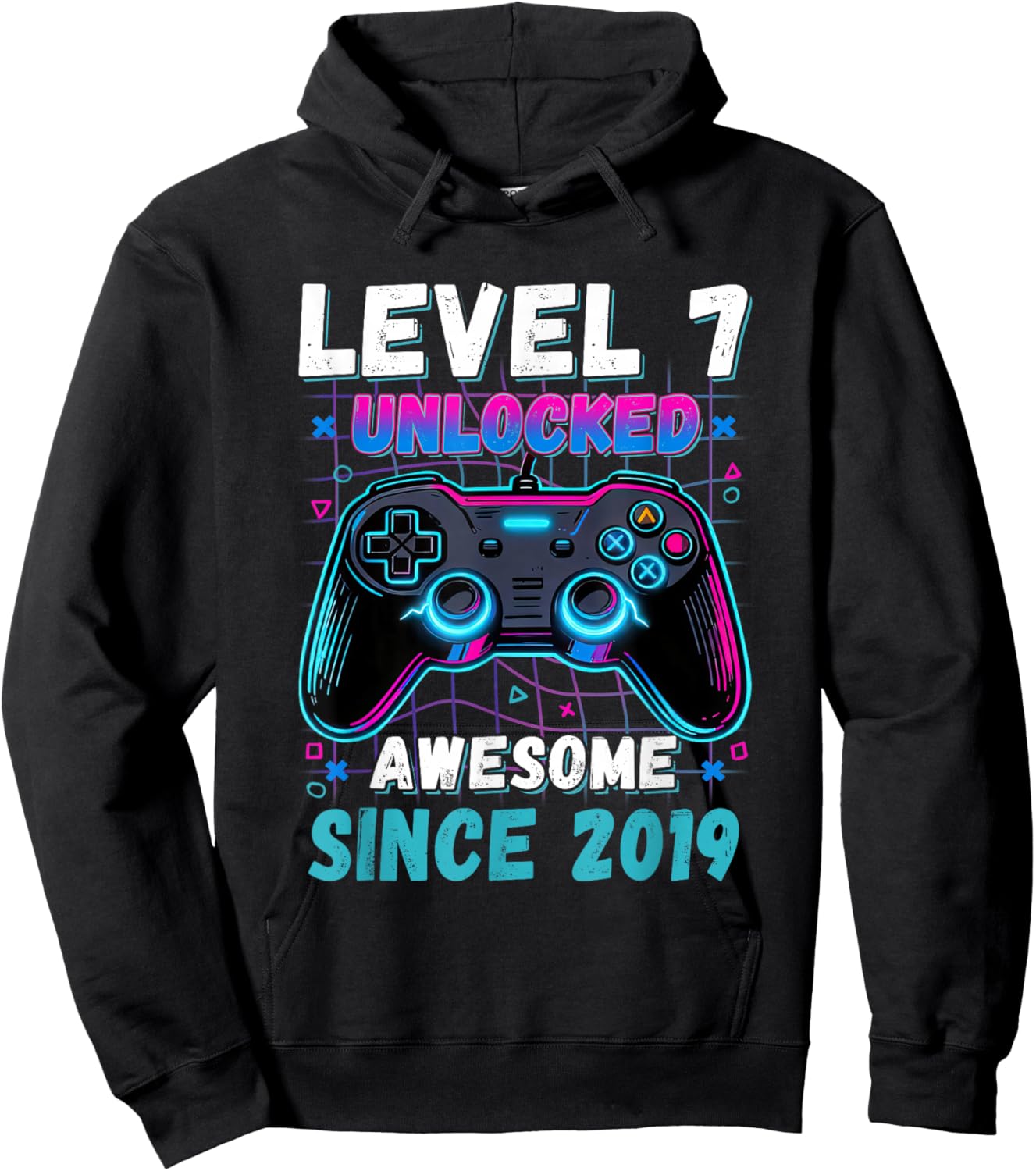 Level 7 Unlocked Awesome Since 2019 Seven 7th Birthday Boys Hoodie - Hoodie | Black