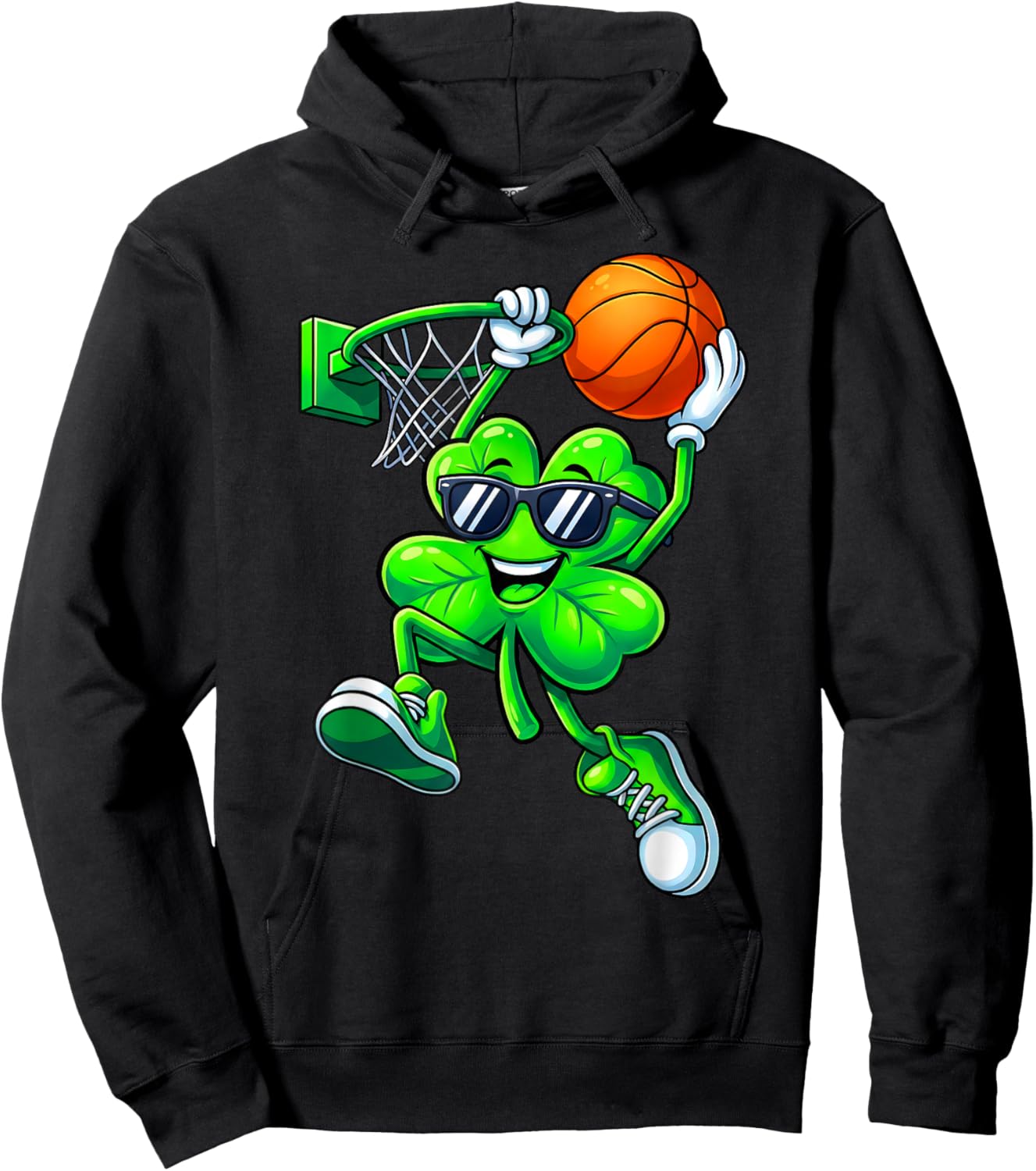 Shamrock Basketball Irish St Patricks Men Boy Kid Apparel Hoodie - Hoodie | Black