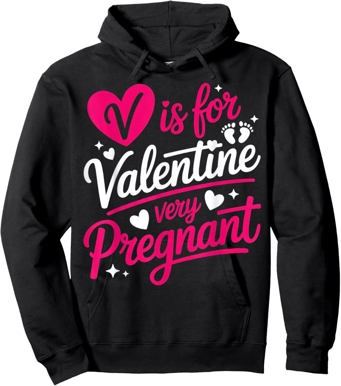 V is for Valentine Very Pregnant Maternity Humor Valentine's Hoodie - Hoodie | Black