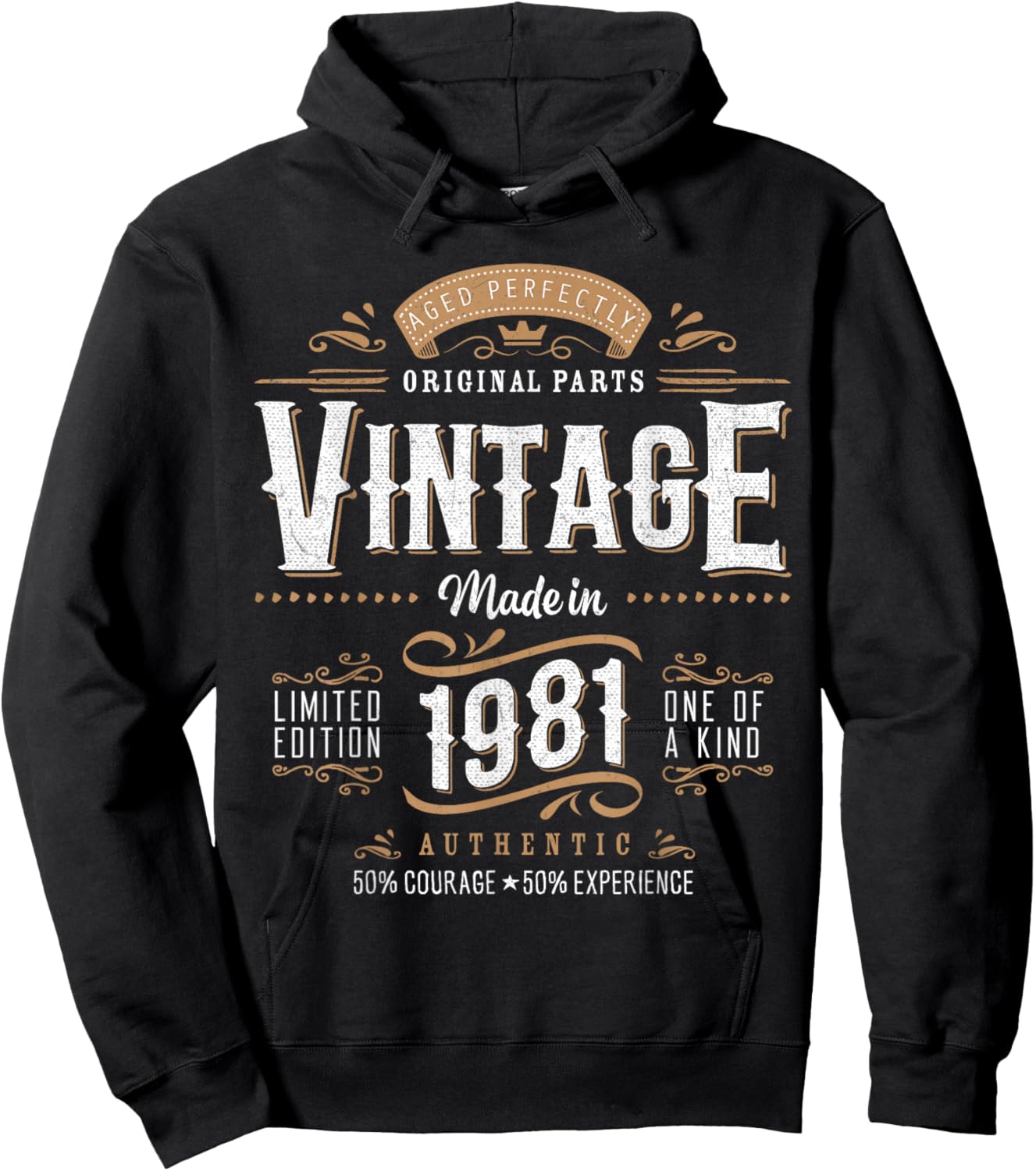 Vintage 1981 Dual Sided 45th Birthday 45 Years Old Hoodie - Hoodie | Black