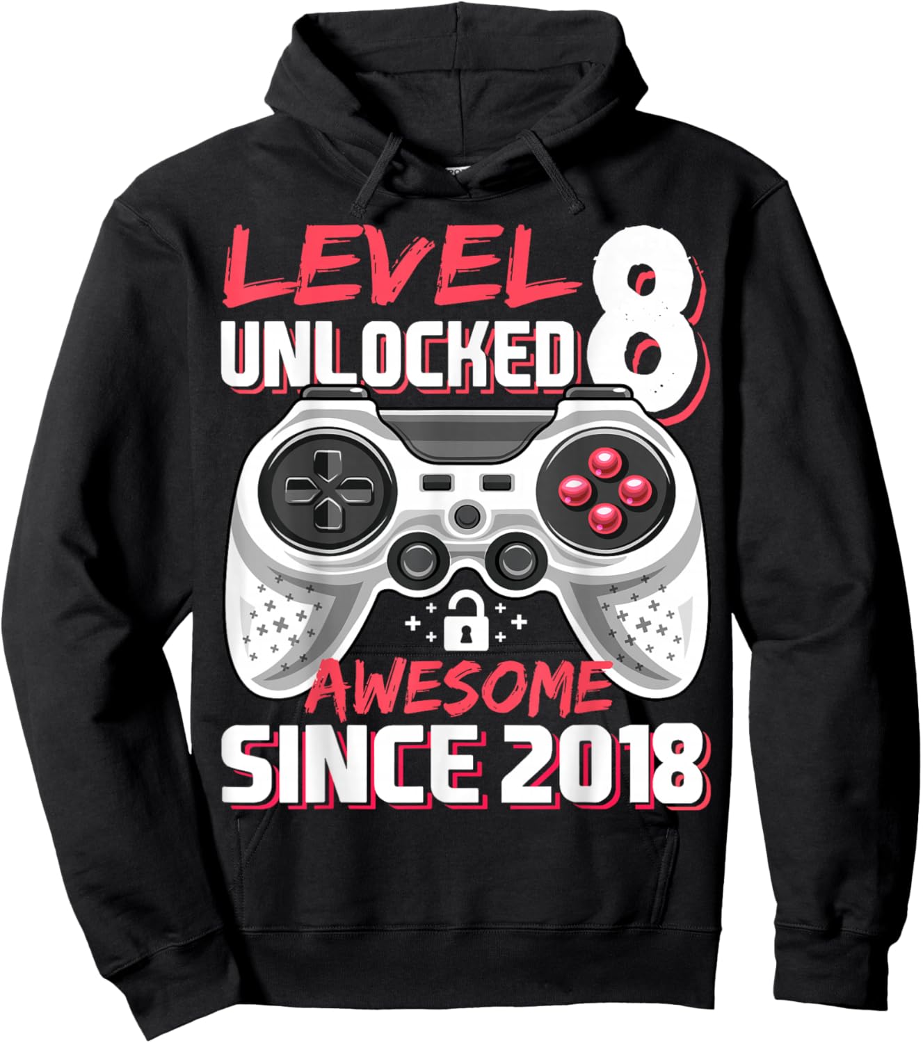 Level 8 Unlocked Birthday Boy Gamer 8th Video Game 2018 Hoodie - Hoodie | Black
