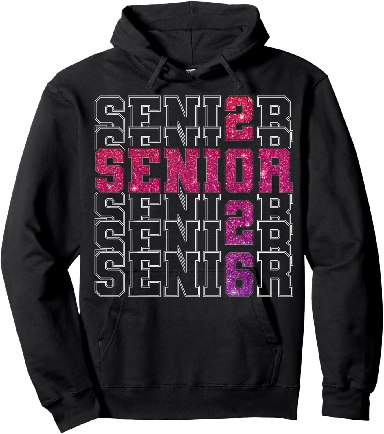 Senior 2026 Class of 2026 Graduation 2026 Pink Girl Women Hoodie - Hoodie | Black