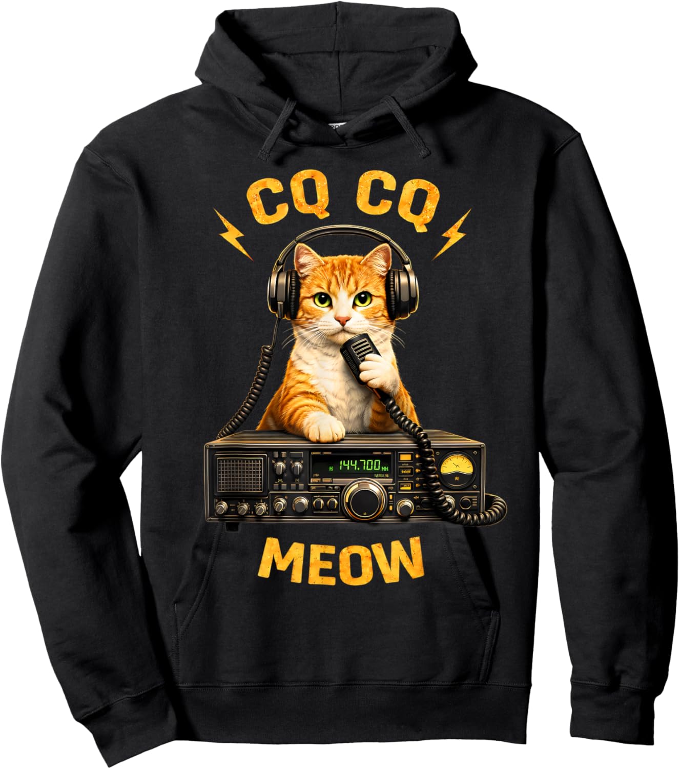 Funny Cat Ham Radio Operator Hoodie - Hoodie | Black