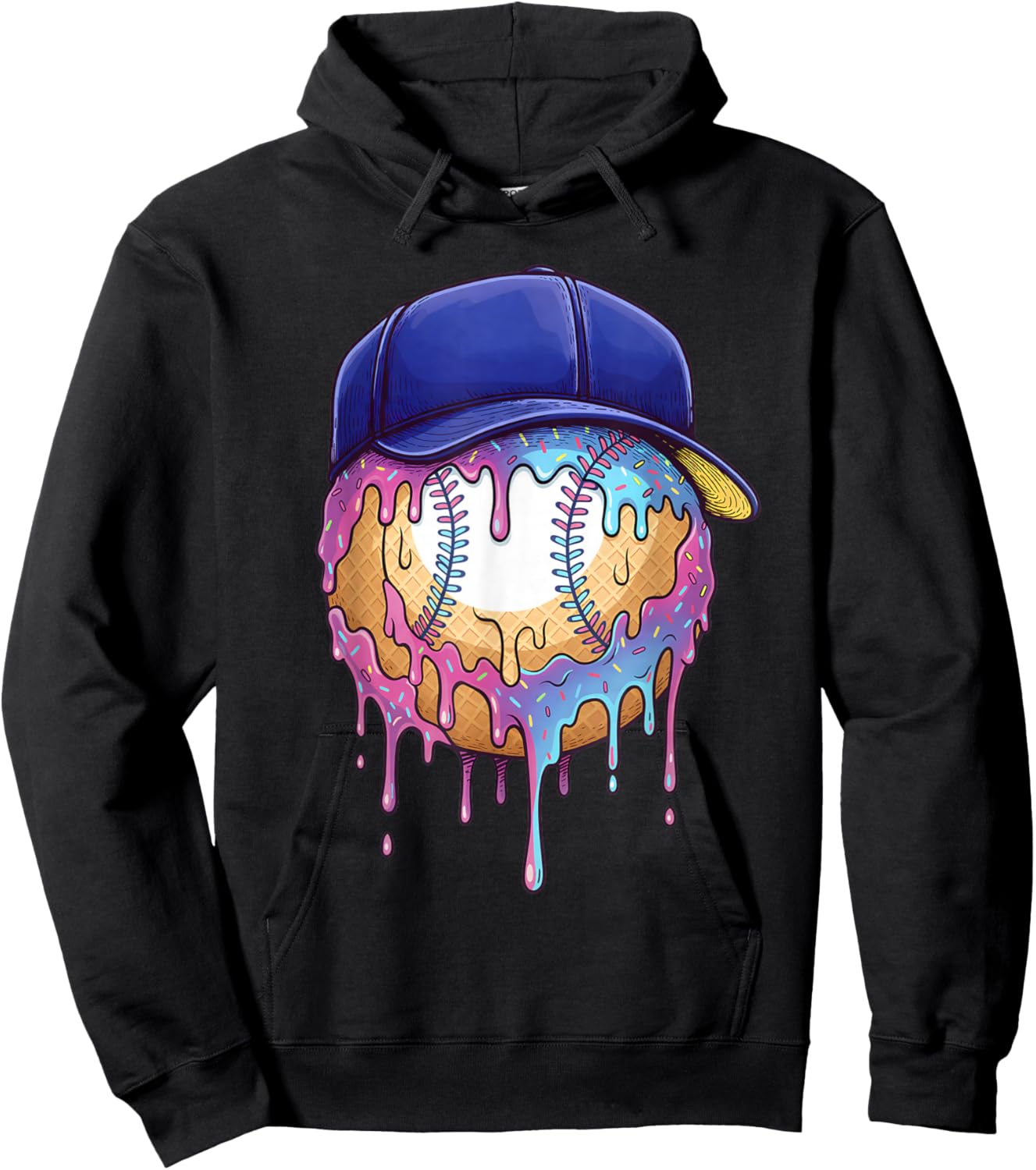 Baseball Drip for Boys Ice Cream Drip Baseball Sport Lover Hoodie - Hoodie | Black