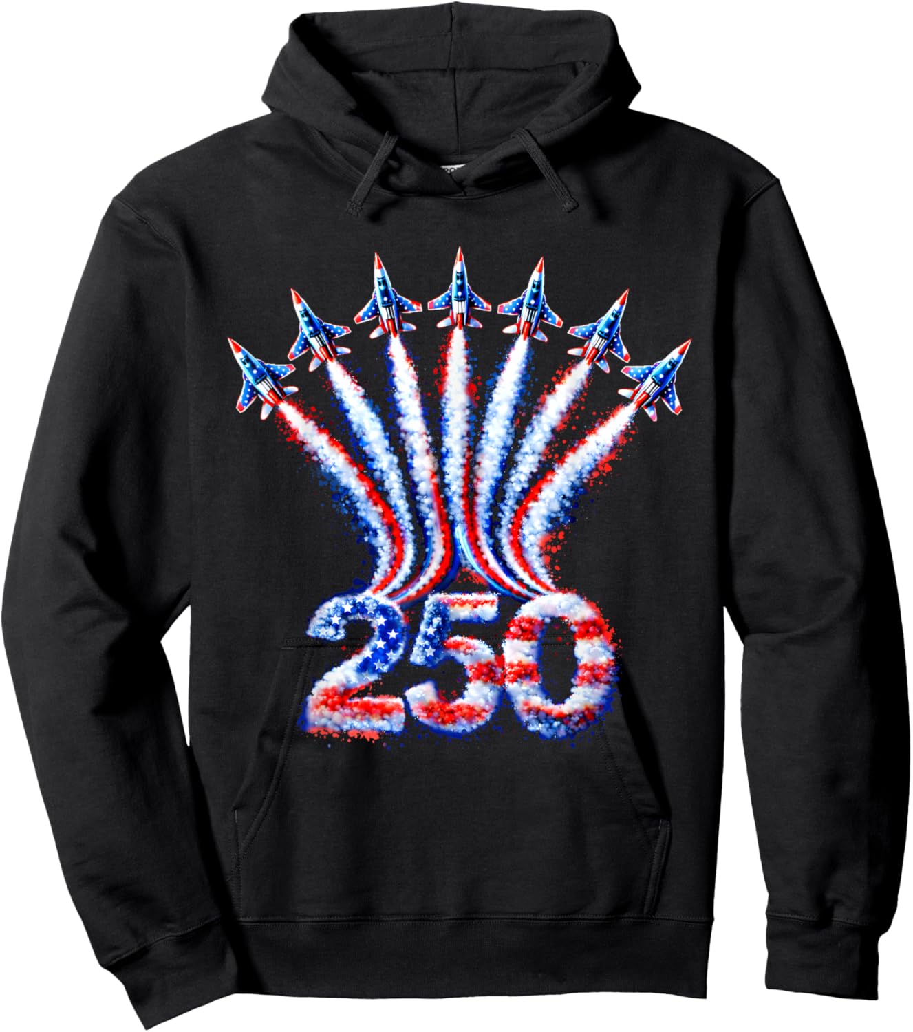 Fighter Jet Airplane USA Flag 250 Years American 1776 2026 Hoodie - Hoodie | Black