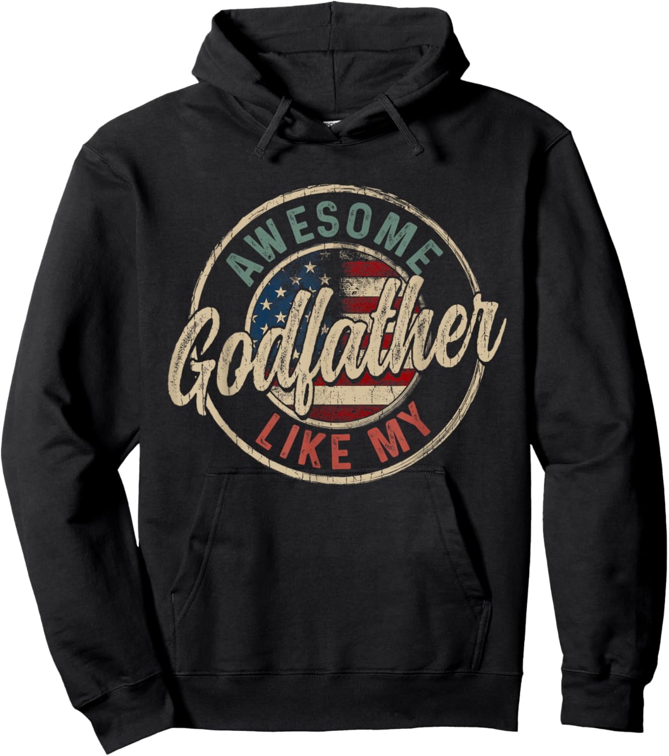 Awesome Like My Godfather Vintage Retro Funny Parent Hoodie - Hoodie | Black