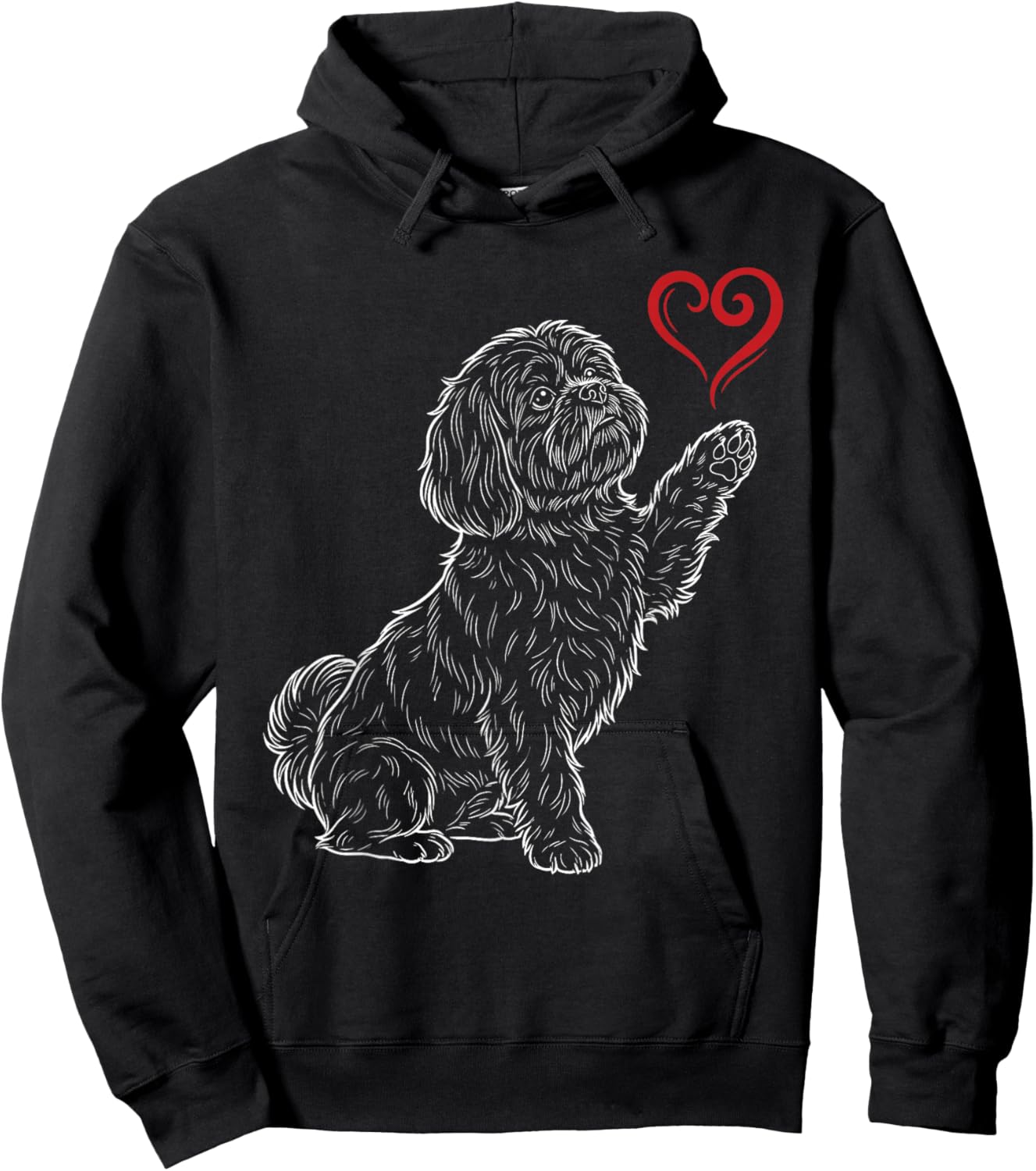 Shih Tzu Lover Dog Art Holding Heart Valentines Hoodie - Hoodie | Black