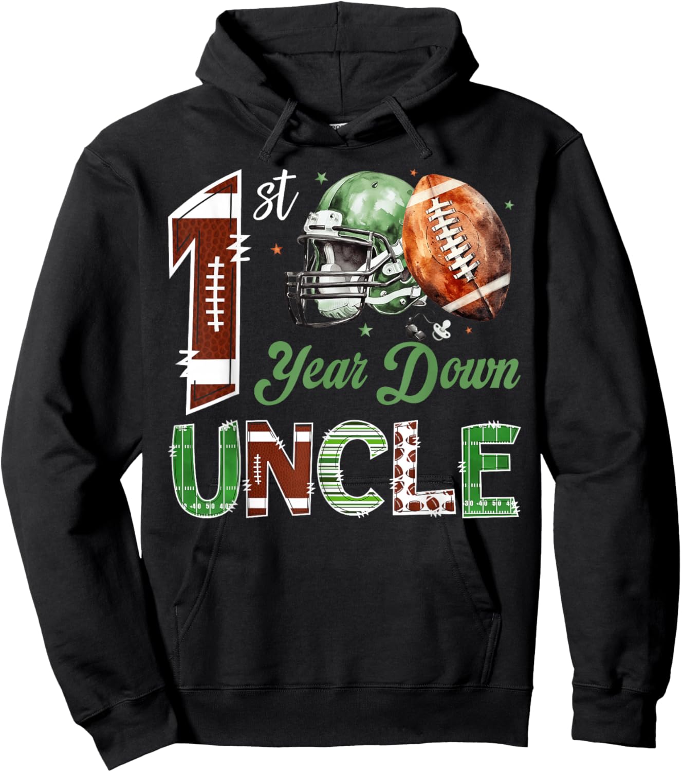 Uncle of The 1 Year Old Football 1st Birthday Boy Party Hoodie - Hoodie | Black