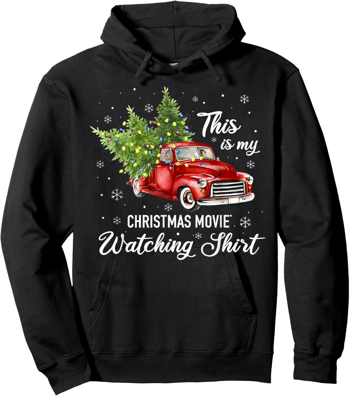 This is My Christmas Movie Watching Shirt Vintage Red Truck Hoodie - Hoodie | Black