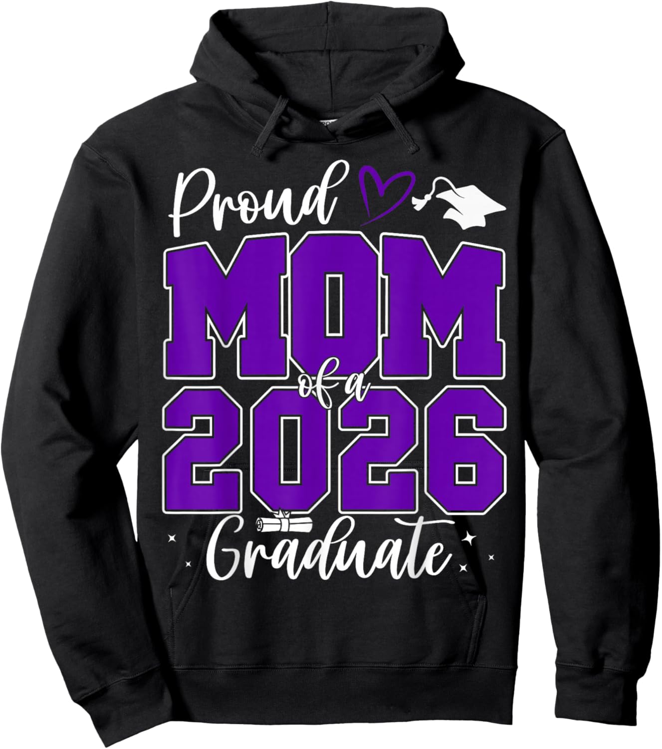 Proud Mom of a Class of 2026 Graduate Senior Graduation Hoodie - Hoodie | Black