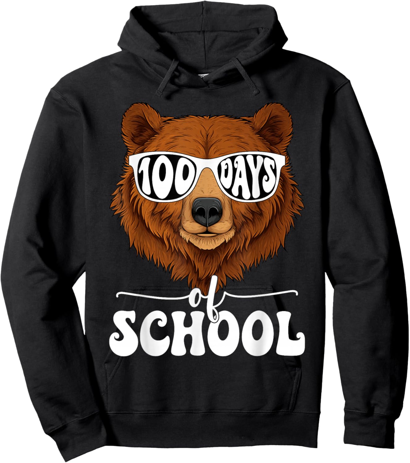 Cute 100 Days of School Bear 100th Day of School Boys Kids Hoodie - Hoodie | Black