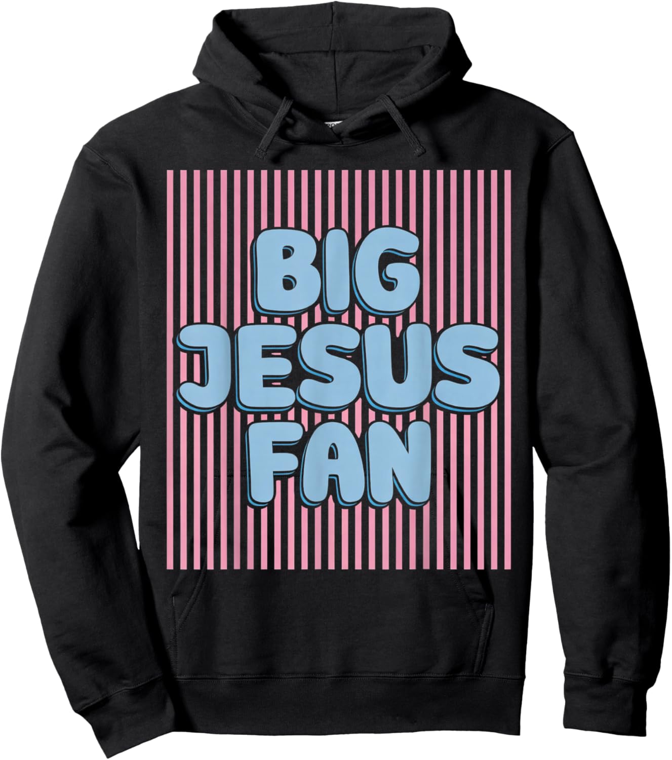 Big Jesus Fan Retro Stripes Christian Humor Hoodie - Hoodie | Black