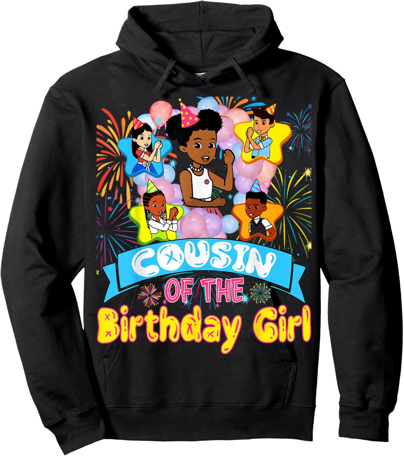 Cousin of Birthday Girl Gracie Birthday Doll Girl Party Gift Hoodie - Hoodie | Black