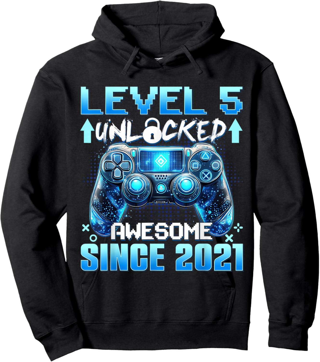 5 Years Old Level 5 Unlocked Awesome 2021 5th Birthday Boys Hoodie - Hoodie | Black