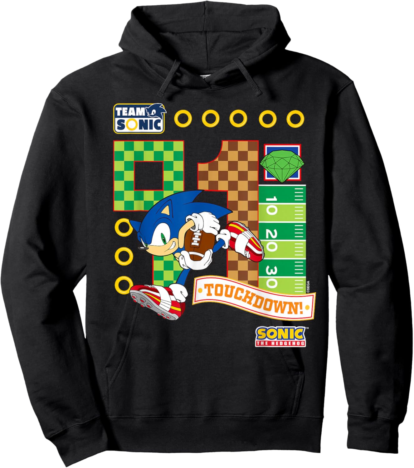 Sonic The Hedgehog - Team Sonic Touchdown Hoodie - Hoodie | Black