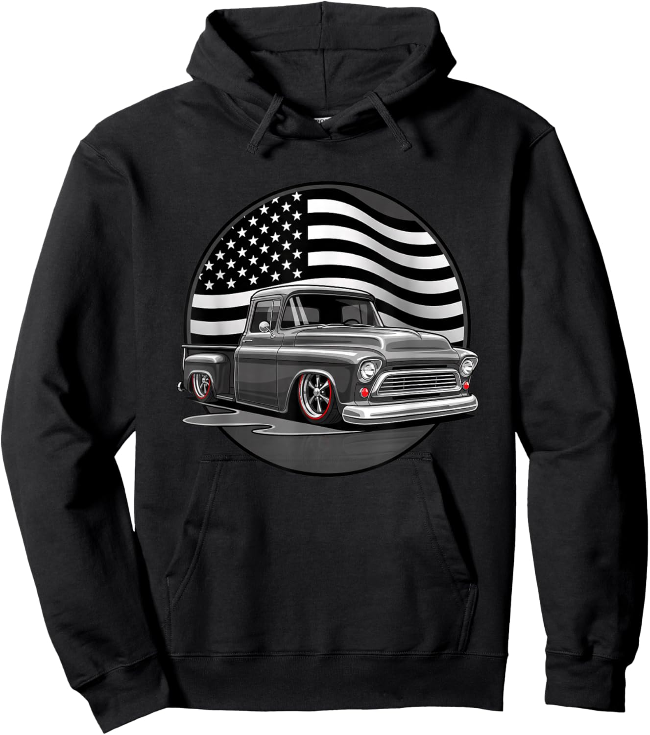 Trucks & Off-Road Classic Lowrider Pickup with American-So Hoodie - Hoodie | Black