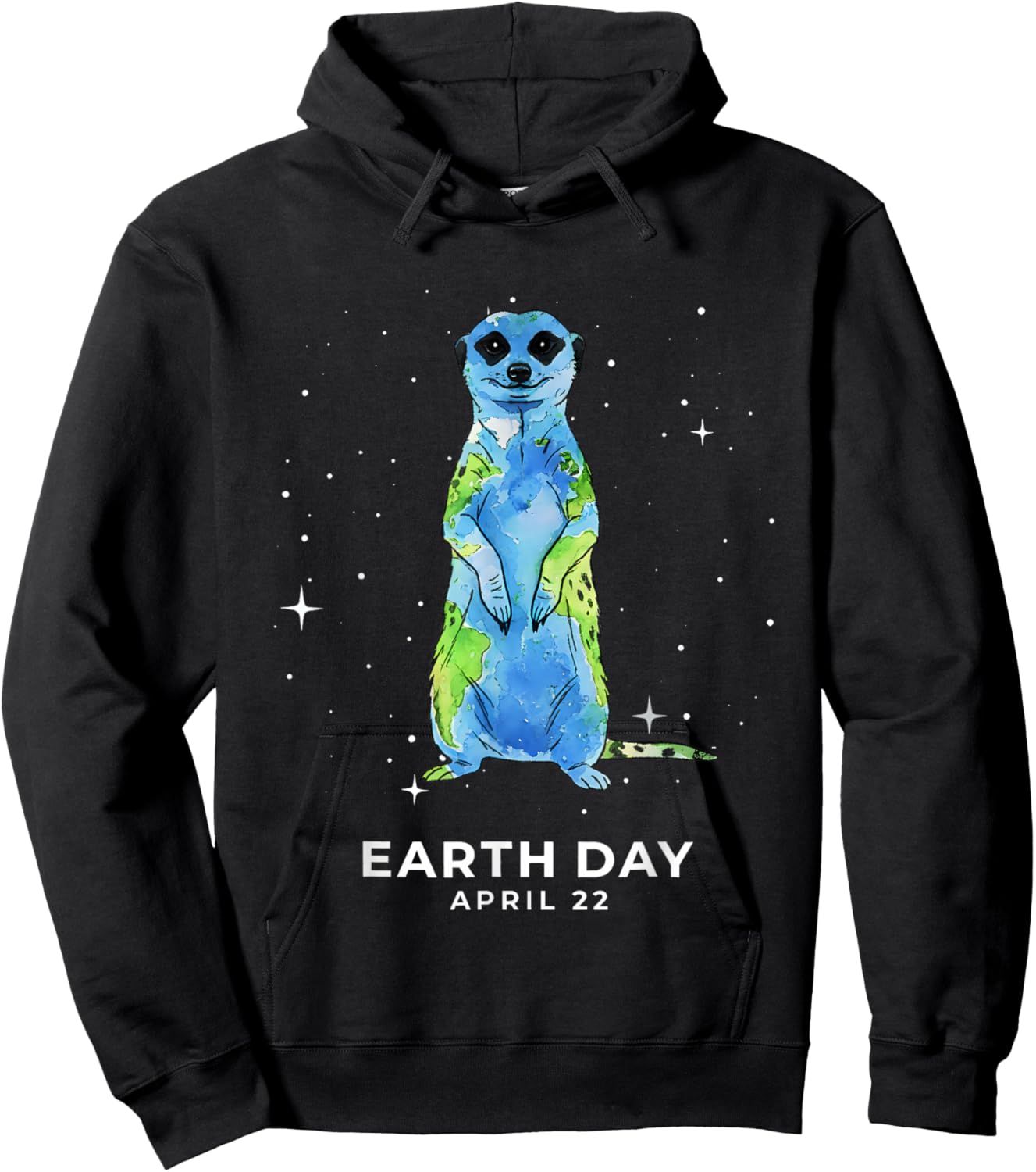 Earth Day 2026 Meerkat Art Hoodie - Hoodie | Black