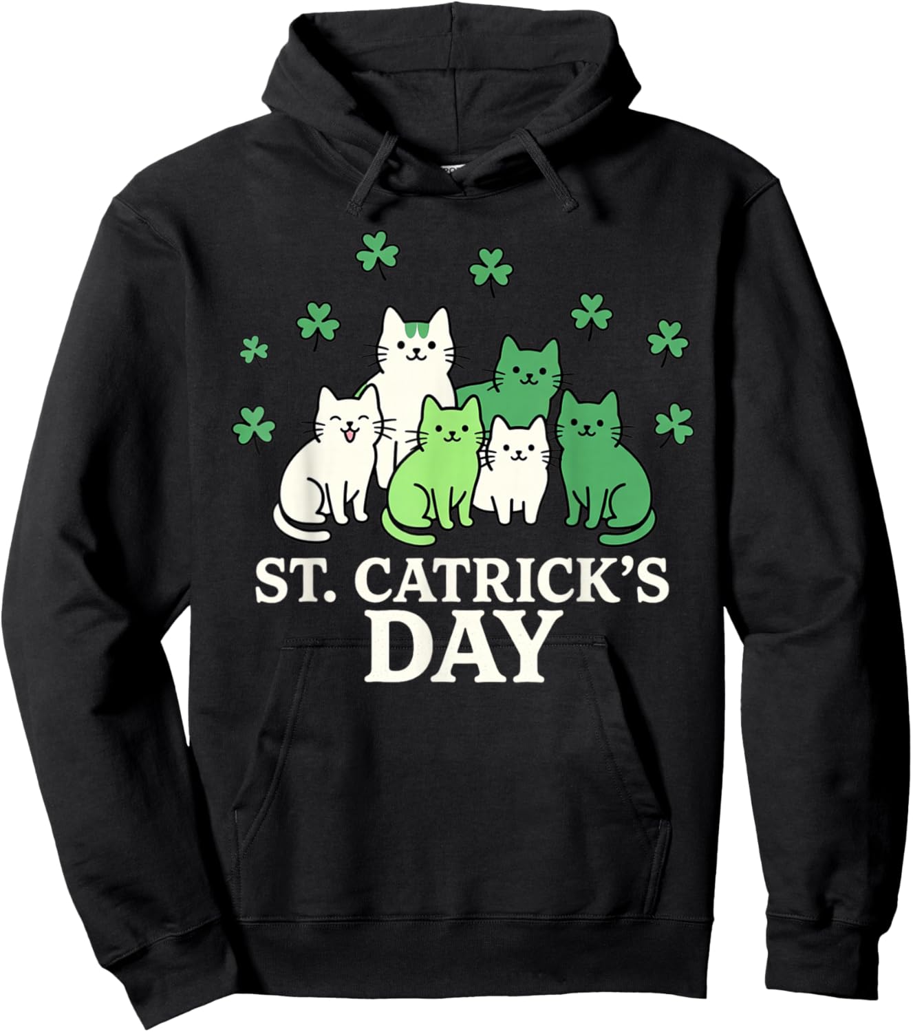 St Patricks Catricks Day Funny Cats Hoodie - Hoodie | Black