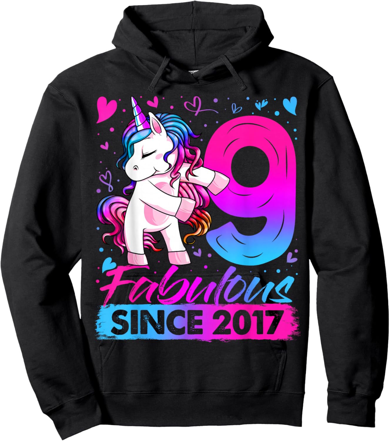 9th Birthday Shirt Girl 9 Year Old Gifts 9 Birthday Girl Hoodie - Hoodie | Black