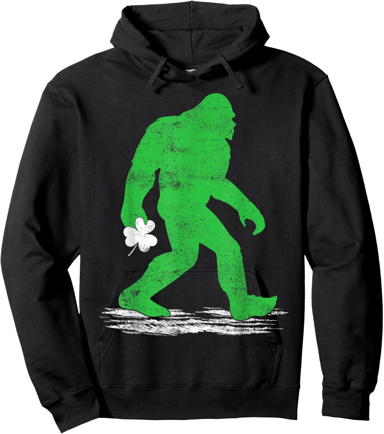 Bigfoot Sasquatch Lucky Clover Shamrock St. Patrick’s Day Hoodie - Hoodie | Black