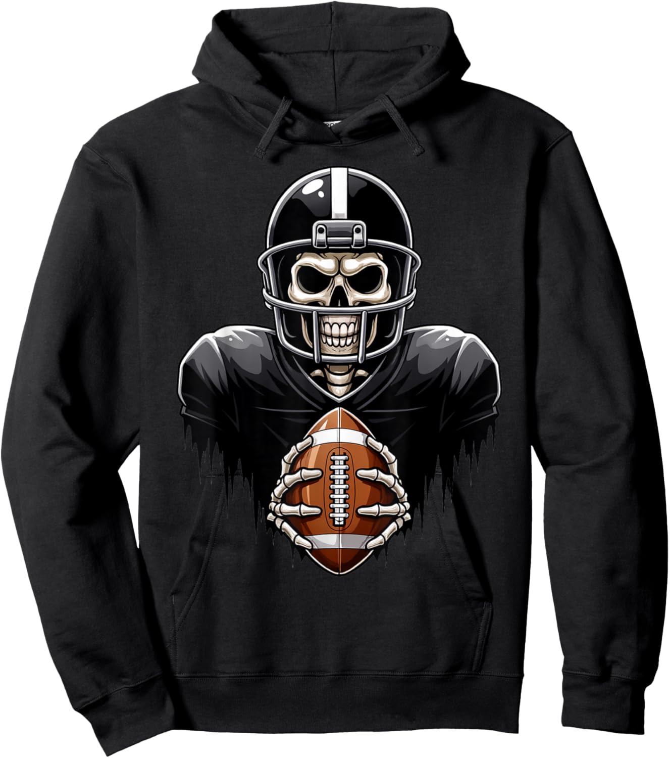 Skeleton Playing Football Player Halloween Costume Sports Hoodie - Hoodie | Black