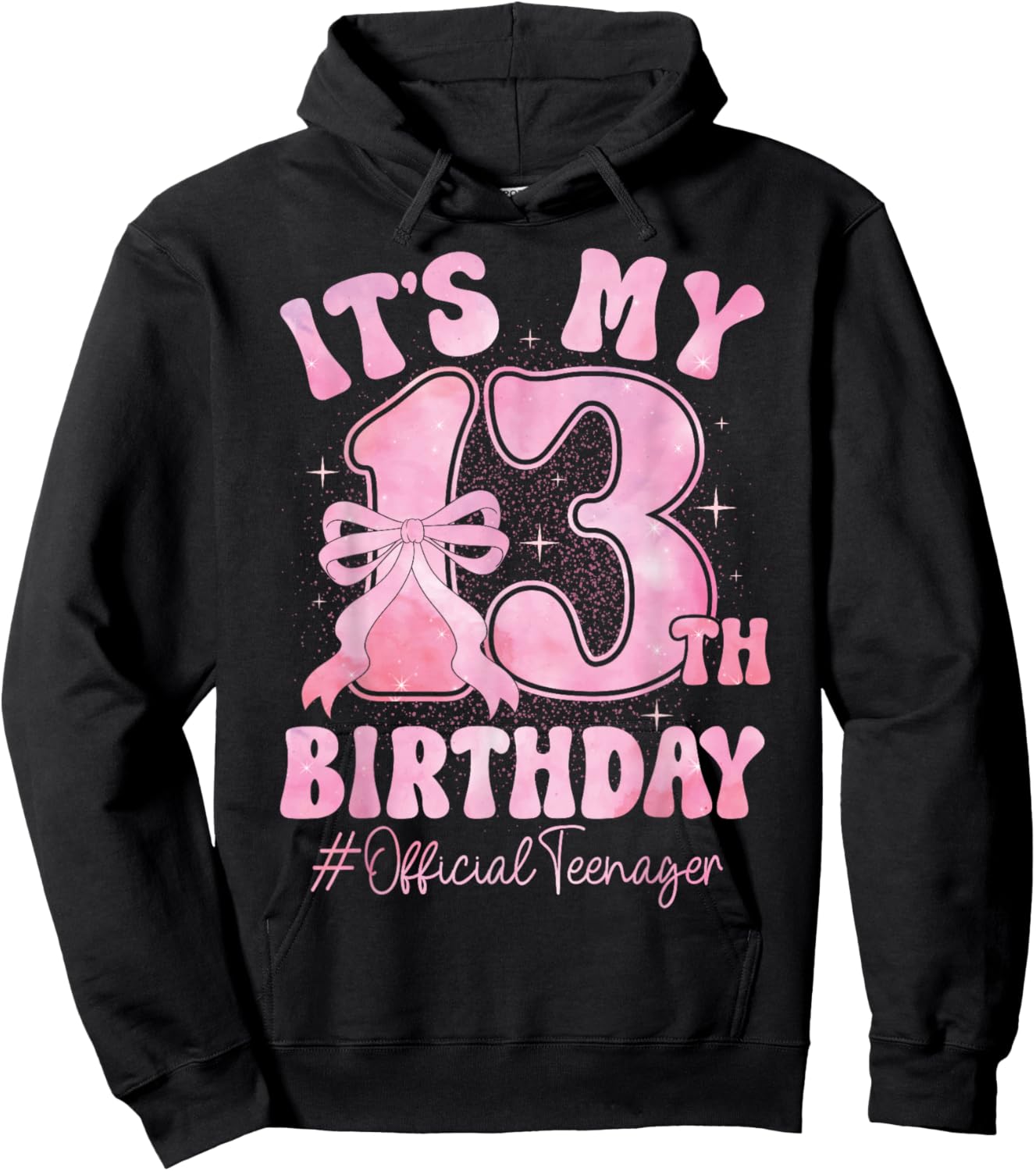 13 Year Old Coquette Bow Official Teenager 13th Birthday Hoodie - Hoodie | Black