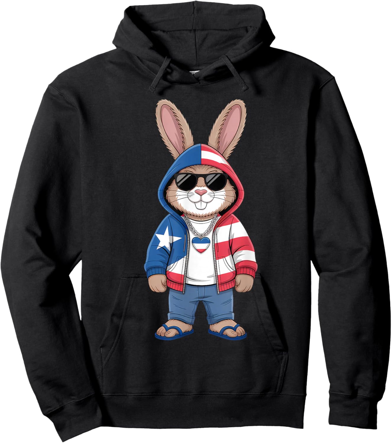 Puerto Rico Flag Rabbit Puerto Rican Bunny Hoodie - Hoodie | Black