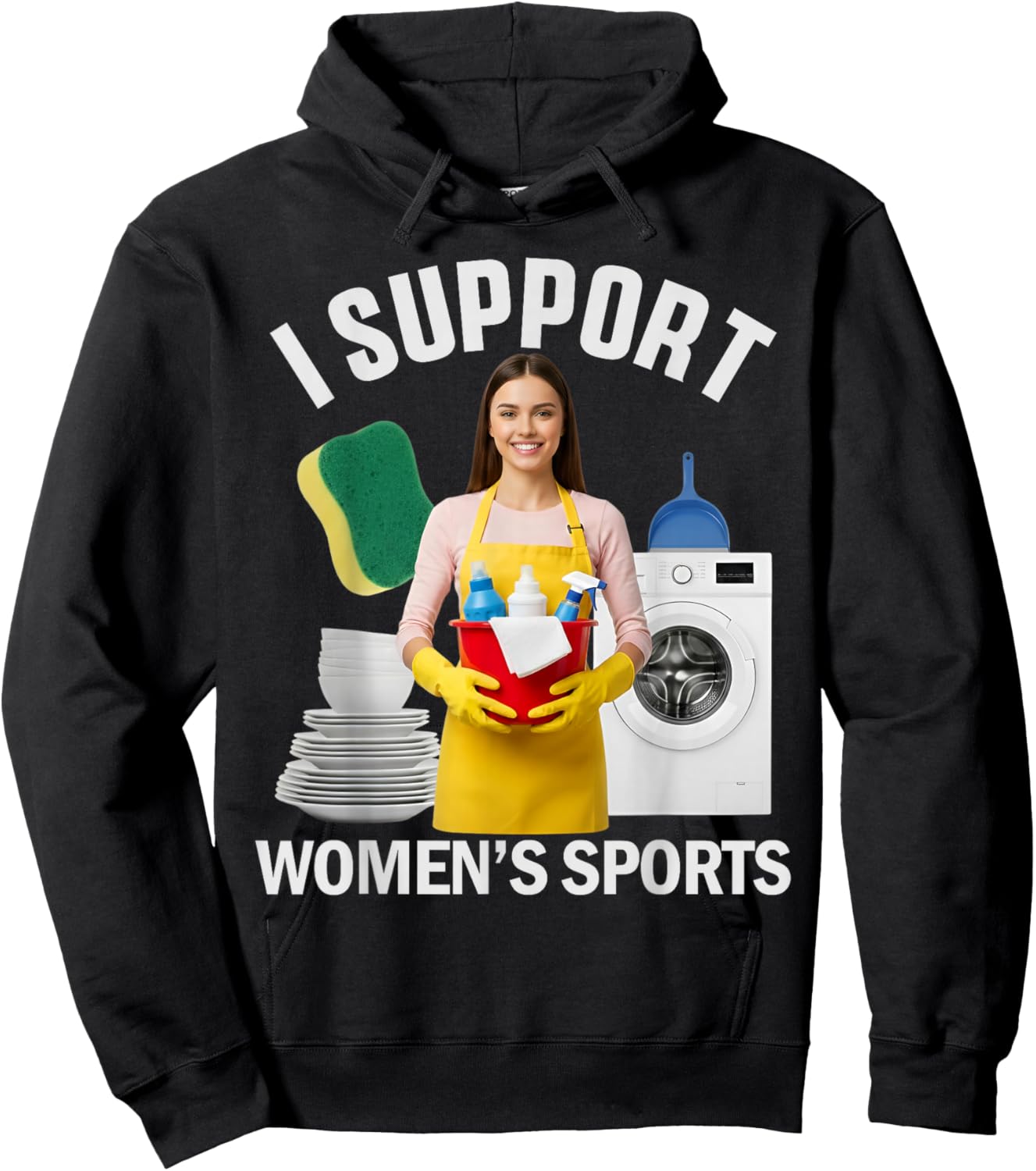 I Support Women's Sports Unwearable Aduld Humor Bootleg Hoodie - Hoodie | Black