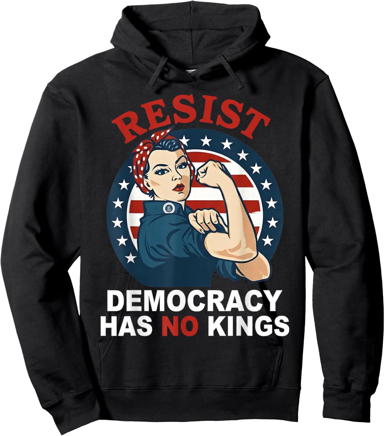 Resist Democracy Has No Kings Woman's Girl America Flag Hoodie - Hoodie | Black