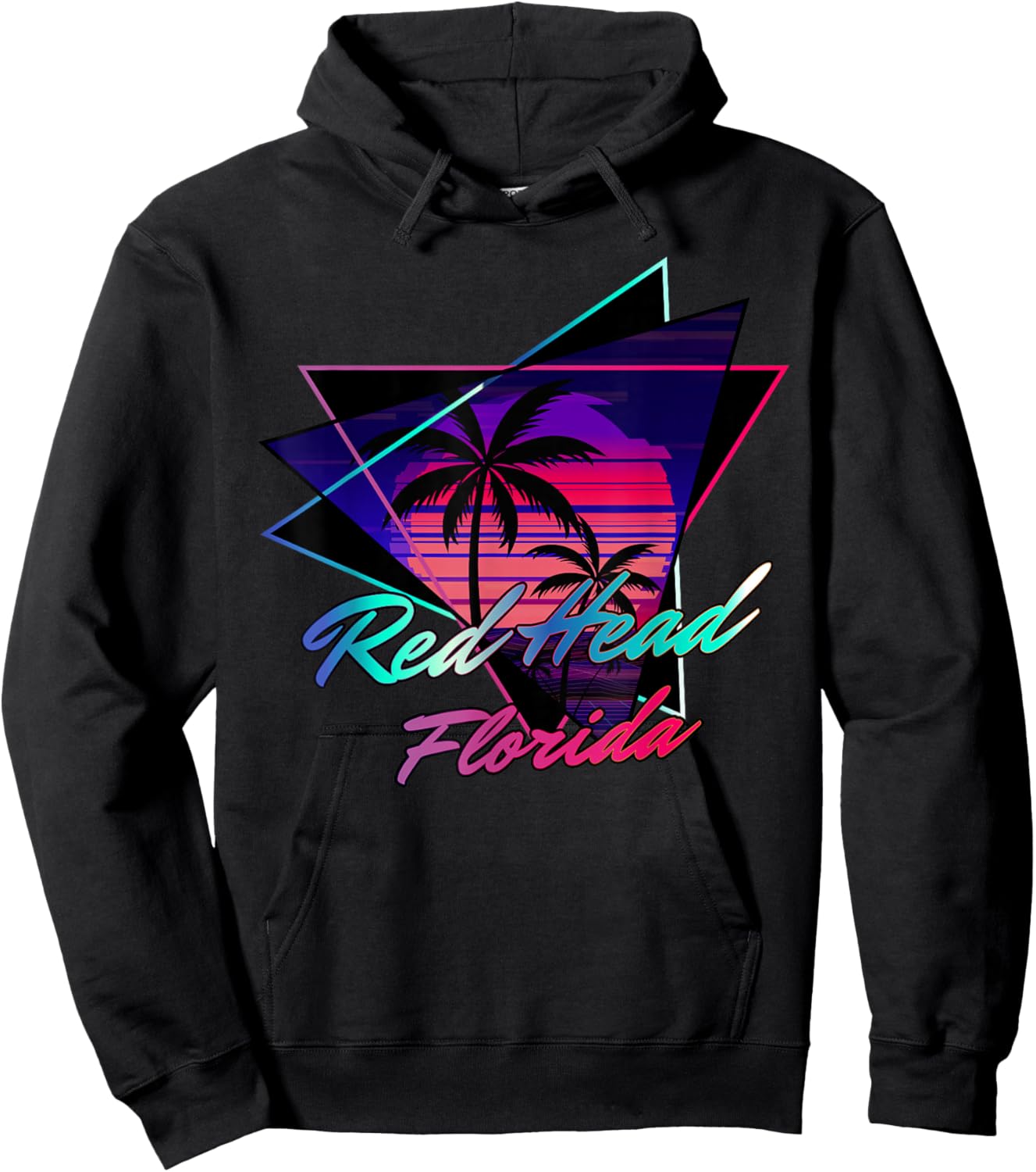 Red Head Florida Retro Sunset Synthwave Vibes Hoodie - Hoodie | Black