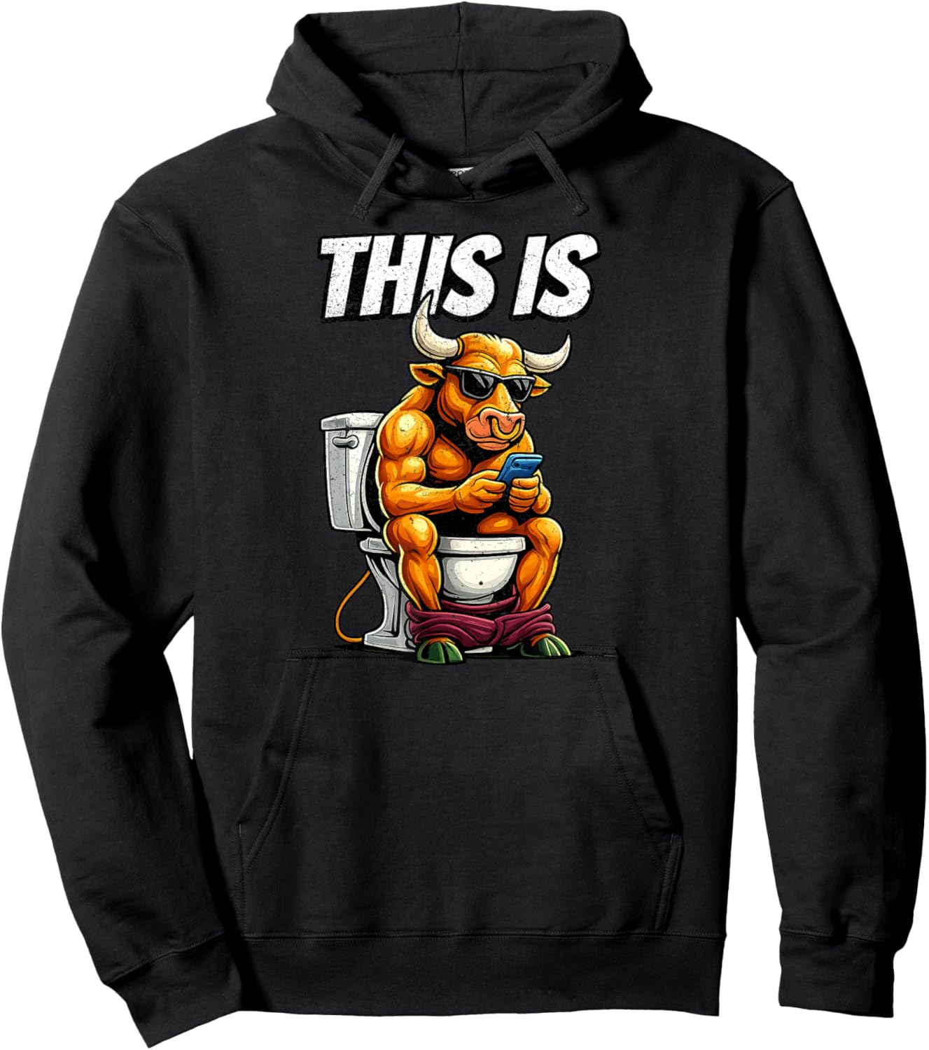 This is Some Bull Crap - Cow BS Toilet Humor Distressed Meme Hoodie - Hoodie | Black