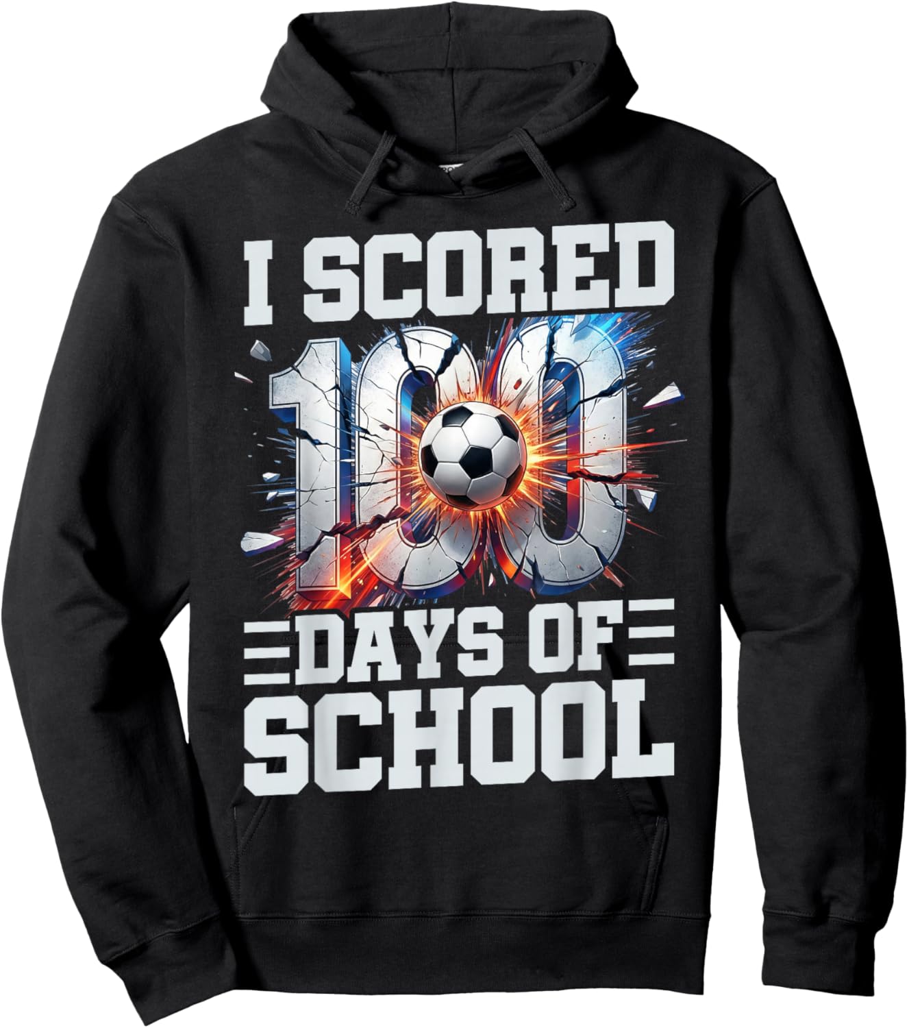 I Scored 100 Days of School Soccer 100th Day of School Boys Hoodie - Hoodie | Black