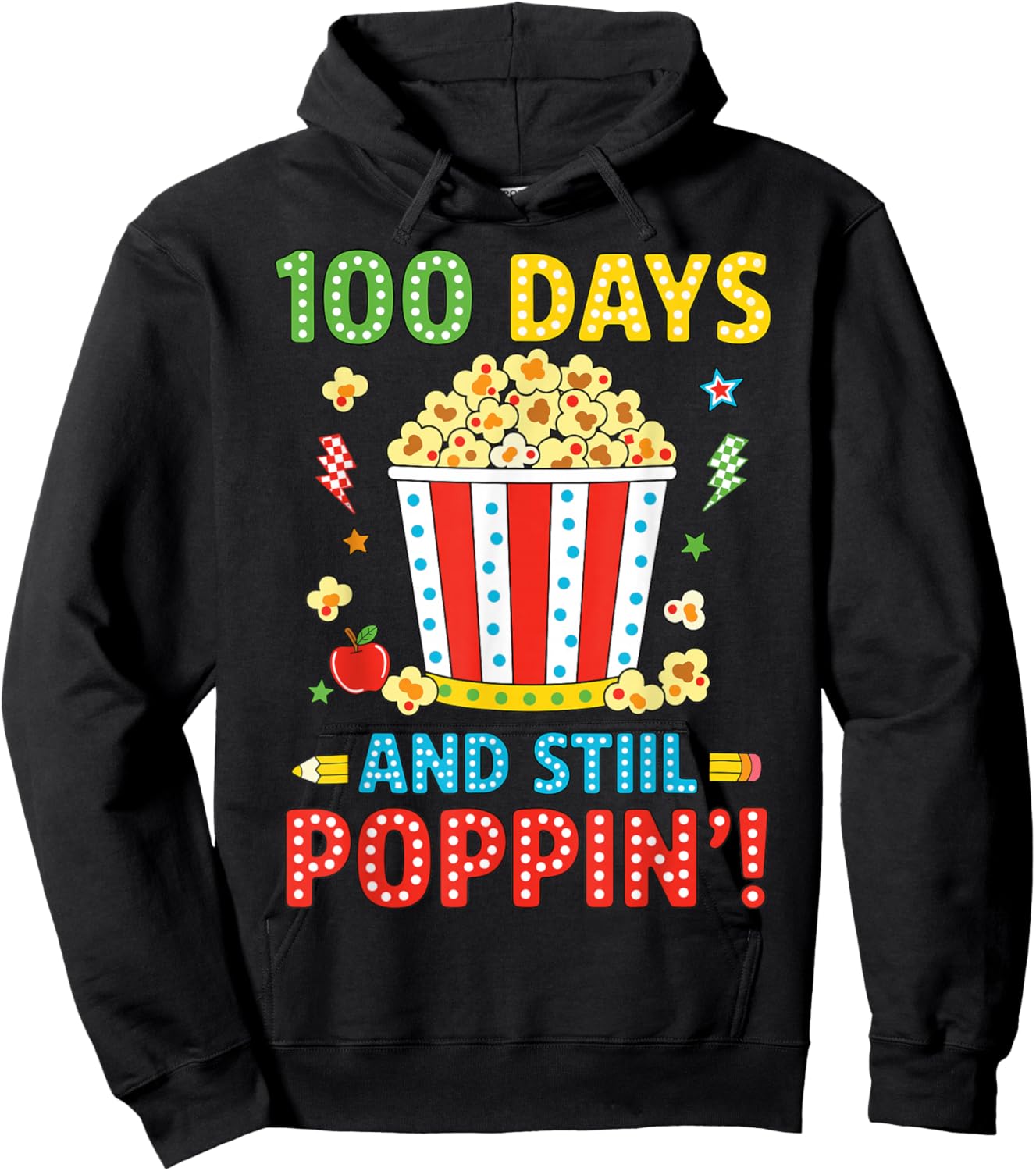 100 Days and Still Poppin Kids Popcorn 100 Days of School Hoodie - Hoodie | Black