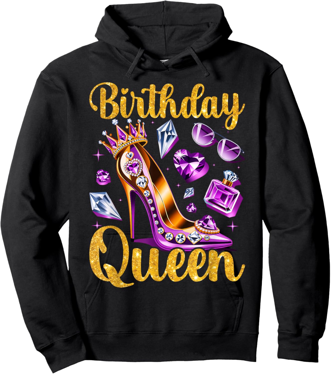 Queen Happy Birthday Party Girls Women Hoodie - Hoodie | Black