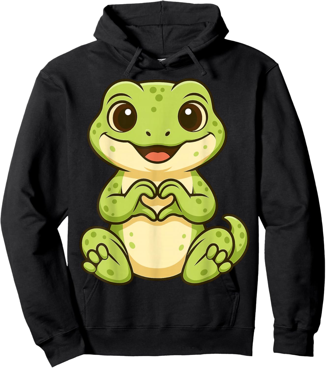 Gecko Doing Heart with Hands Valentines Day Hoodie - Hoodie | Black