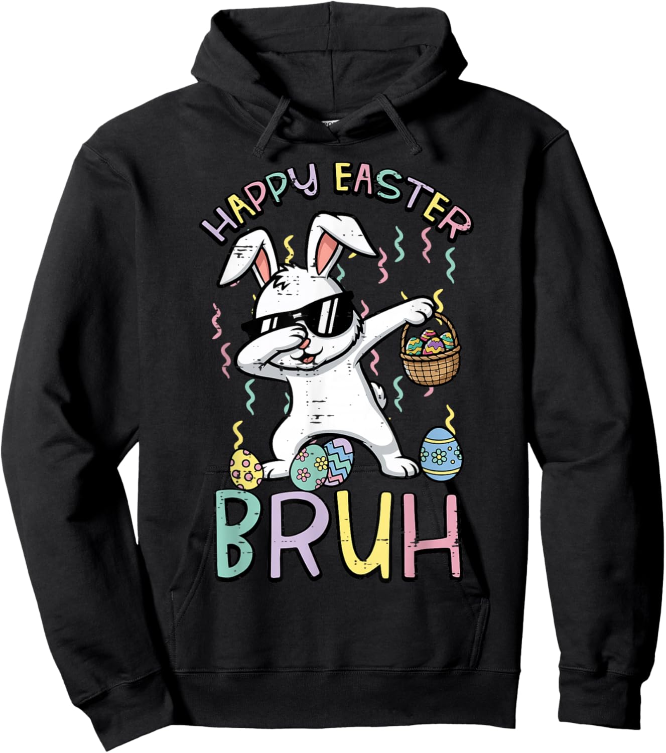 Happy Easter Bruh Bunny Dab Cool Rabbit Meme Boys Girls Kids Hoodie - Hoodie | Black
