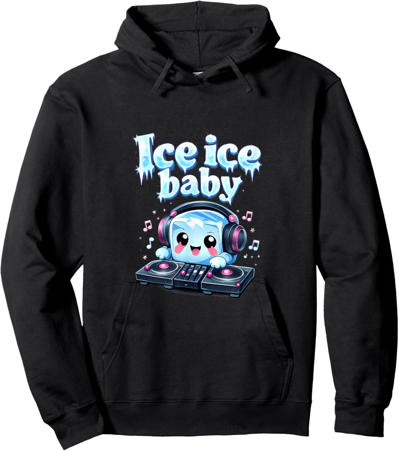 Ice Ice Baby Kawaii Ice Cube DJ Graphic Hoodie - Hoodie | Black