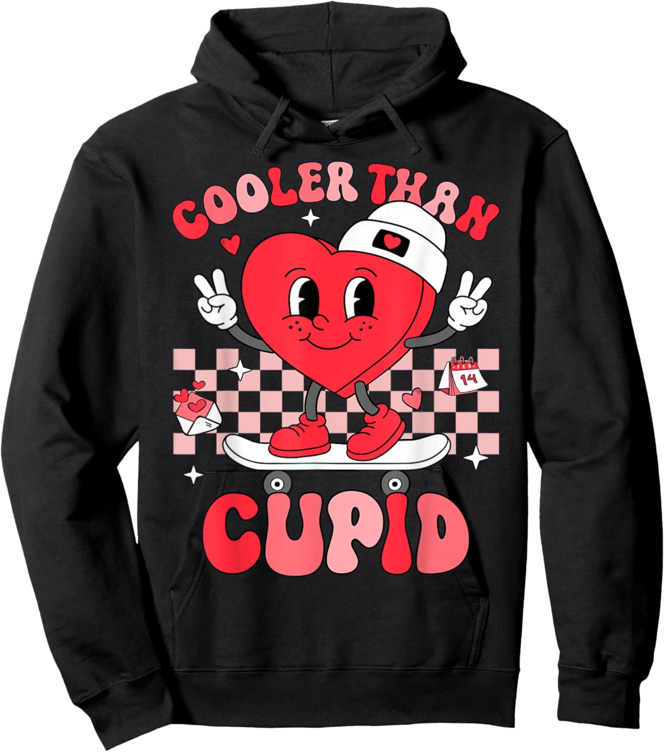 Cooler Than Cupid Valentines Day for Teens Kids Boys Girls Hoodie - Hoodie | Black