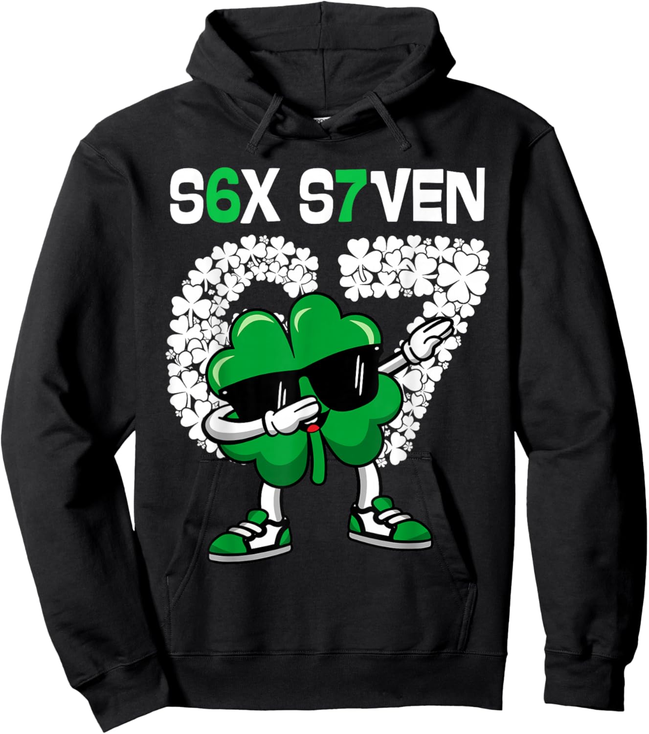 67 Meme St Patrick's Day 2026 Six Seven Dabbing Shamrock Hoodie - Hoodie | Black