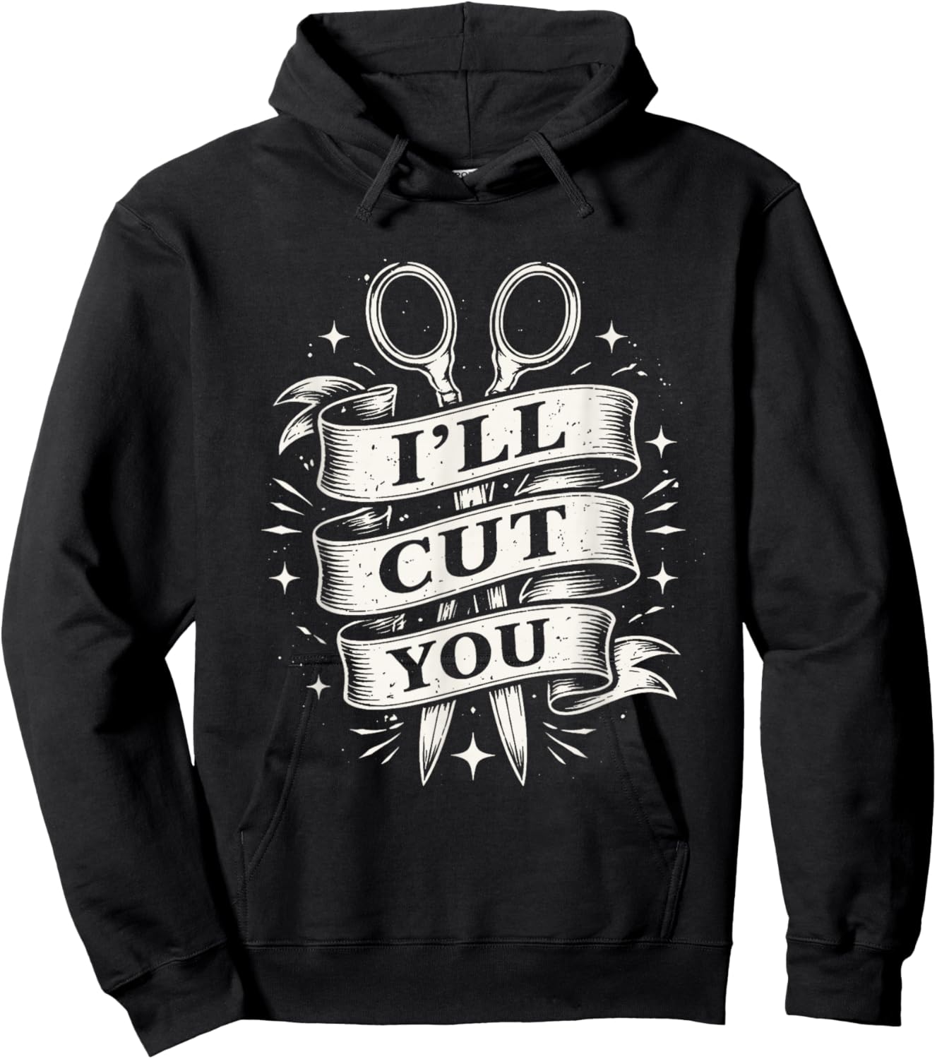 Funny Classic Vintage Distressed I'll Cut You Skilled Barber Hoodie - Hoodie | Black
