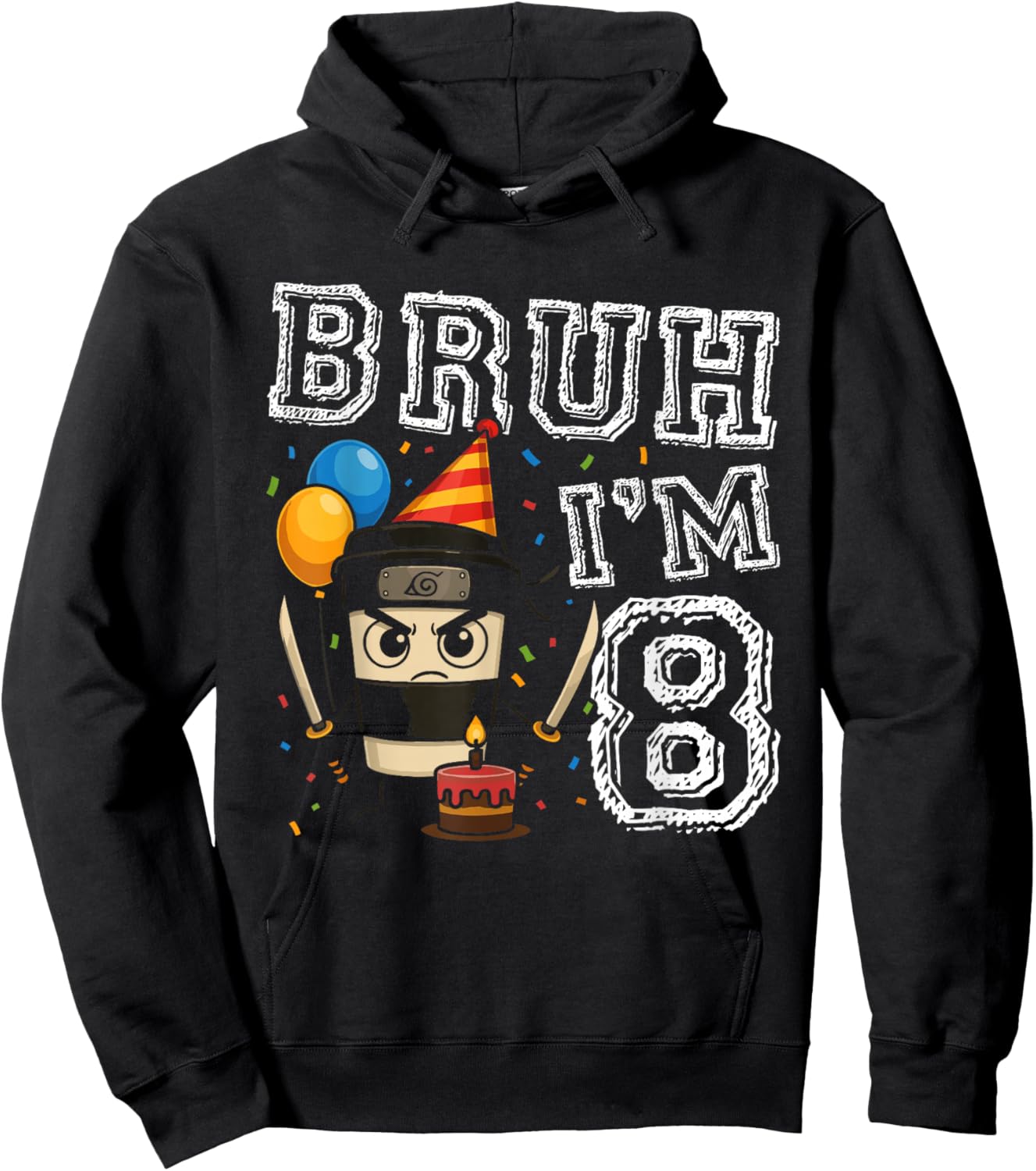 Cappuccino Assassino Bruh I'm 8 Age 8th Kids Boys Girls Hoodie - Hoodie | Black