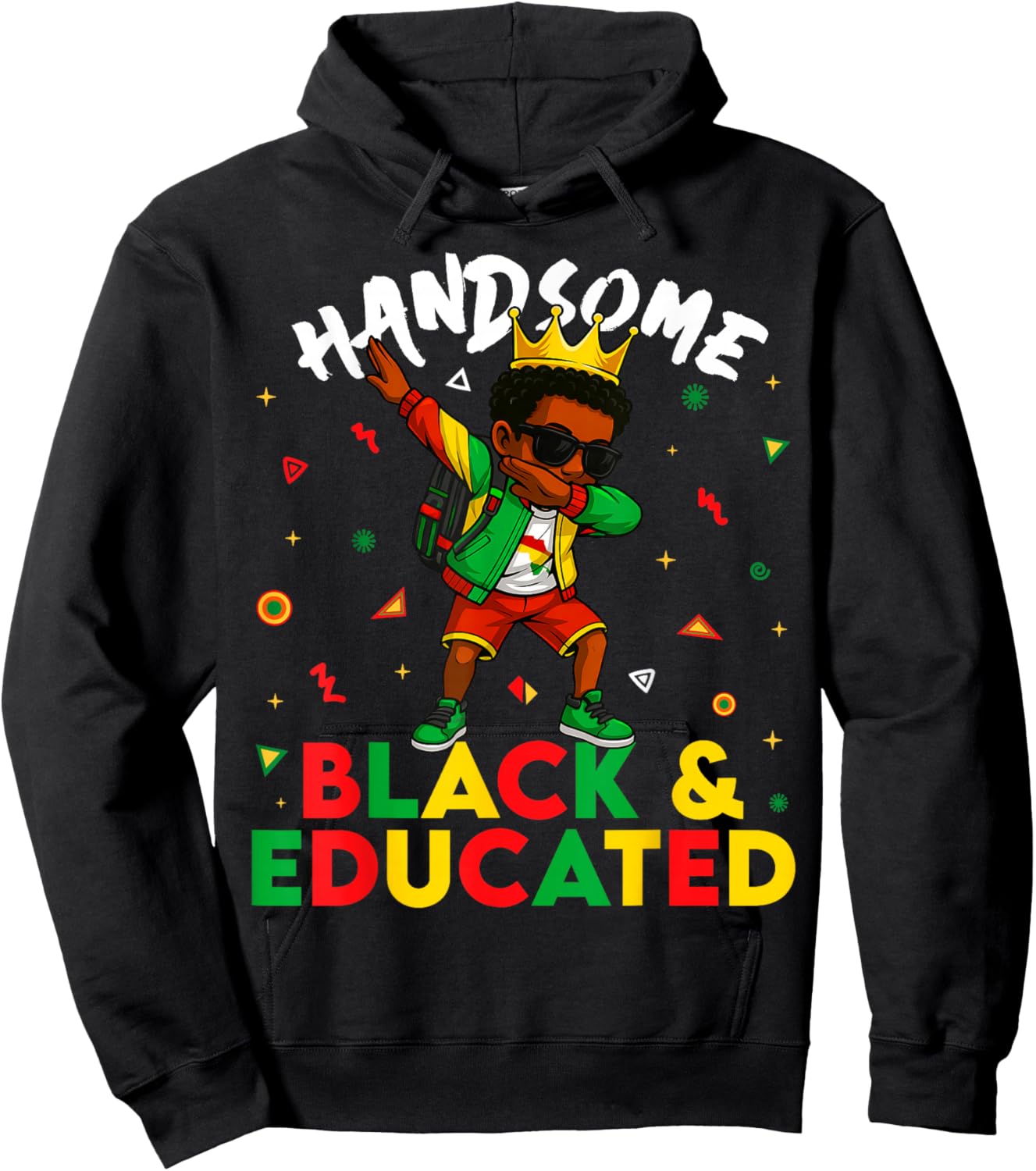 Handsome Black and Educate Dabbing Young Black King Boy Hoodie - Hoodie | Black