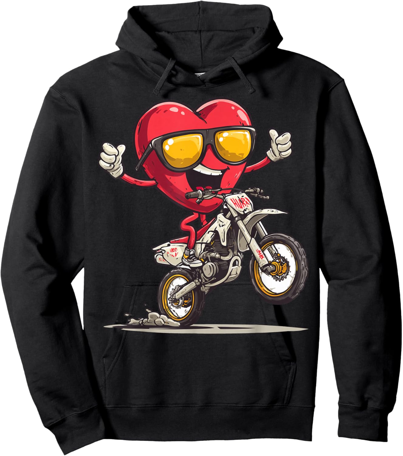 Dirt Bike Heart Motocross Dirt Biking Enduro Valentine's Day Hoodie - Hoodie | Black