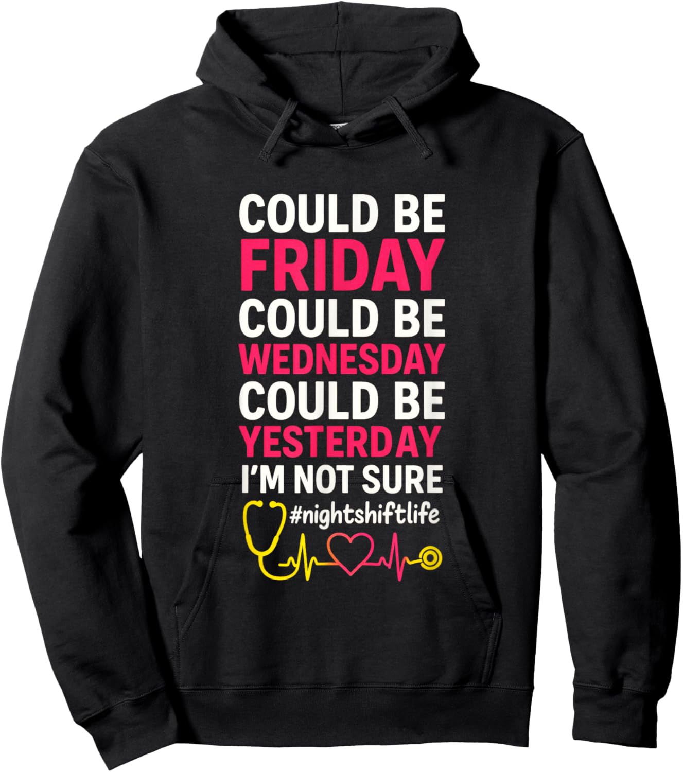 Could Be Friday I'm Not Sure - Night Shift Nurse Humor Hoodie - Hoodie | Black