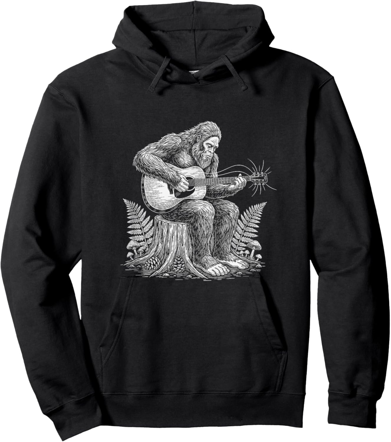 Bigfoot Playing Guitar Shirt – Sasquatch Rock Music Hoodie - Hoodie | Black