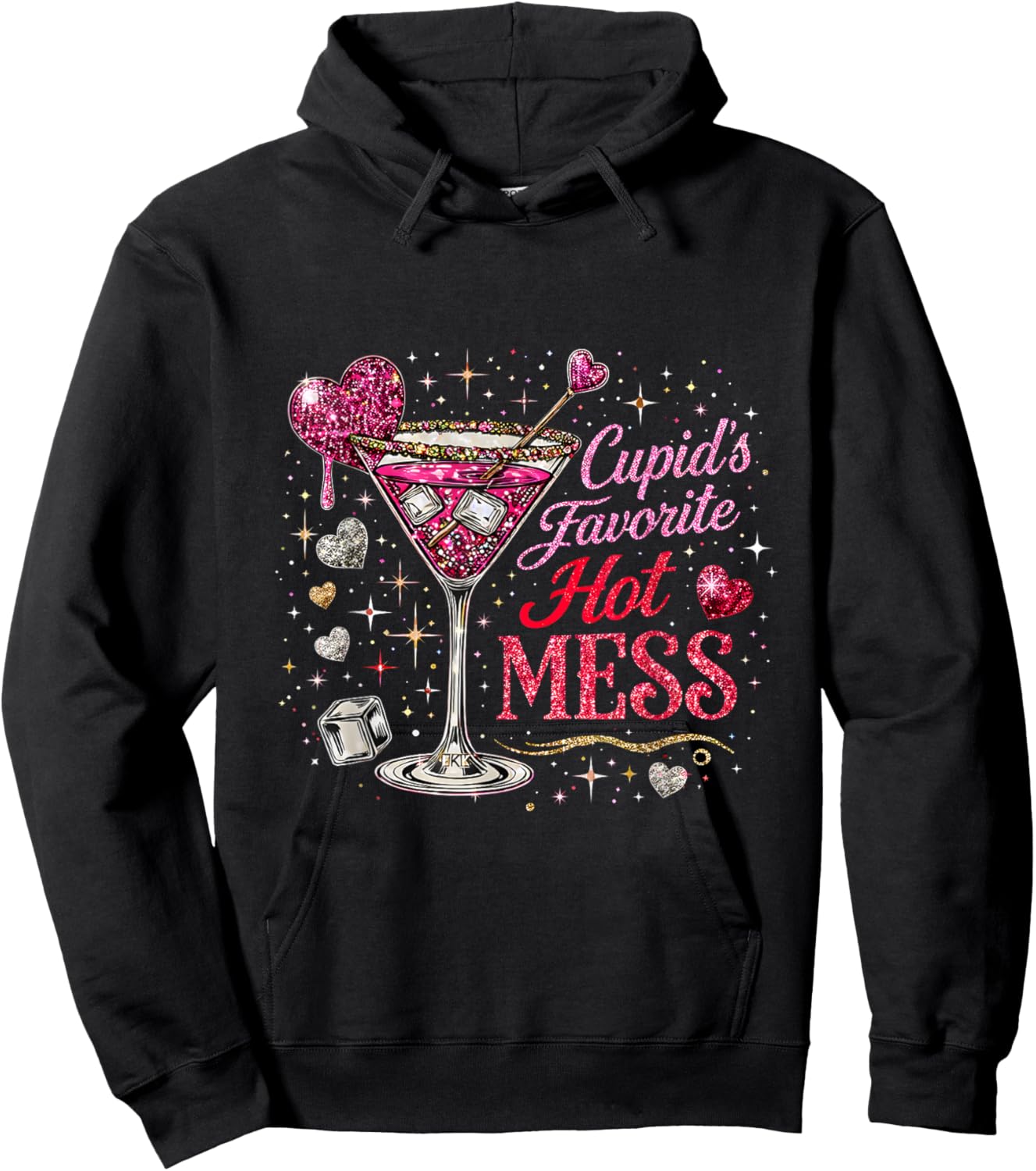 Valentine Even Cupid Need Margarita Retro Trendy Romantic Hoodie - Hoodie | Black